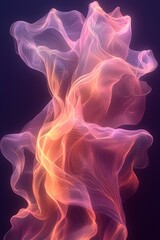 Obraz premium A mesmerizing display of swirling, colorful wisps of light in hues of pink and orange, creating an ethereal and dreamlike atmosphere against a dark backdrop.