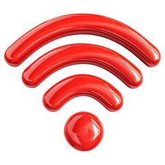 A red wifi symbol with a red circle in the middle isolated on transparent or white background, png