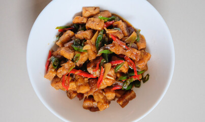Indonesian side dish Tempeh Orek.