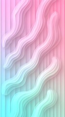 Abstract wavy pattern with soft pastel colors of pink, mint green, and white. The design features flowing lines creating a sense of movement and depth.