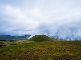 Landscape View of Mountains on the Way to Mount Aso, Kumamoto, Japan