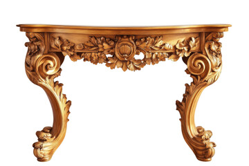 Console Table isolated on white background. The table is very ornate and has a lot of detail. PNG Transparent