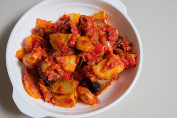 Indonesian food, fried tuna potato balado.