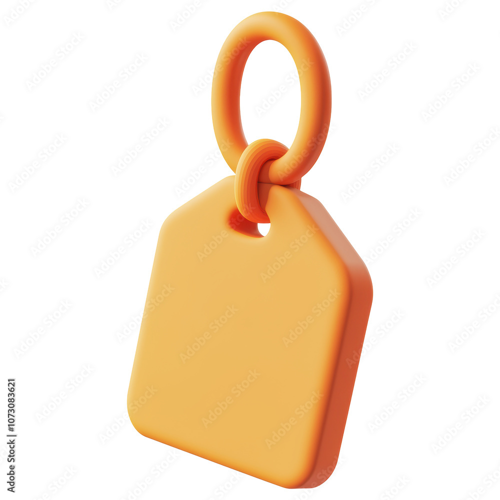 Poster a yellow tag with a black border is hanging from a string isolated on transparent or white backgroun