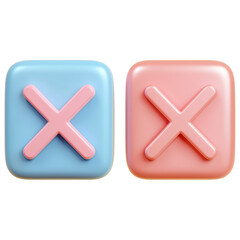 Fototapeta premium Two pink and blue X's are shown side by side isolated on transparent or white background, png