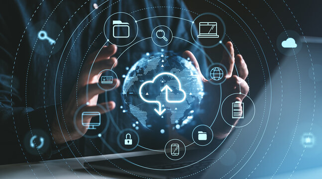 Cloud Storage Concept with Digital Icons.