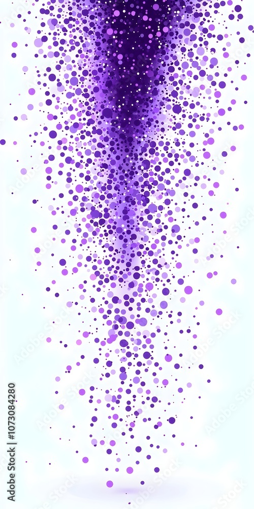 Poster an abstract background featuring a cascade of purple dots in various shades, creating a visually str