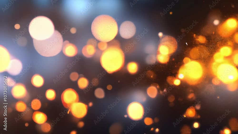 Aufkleber abstract warm golden bokeh lights softly glow in a dark background, creating a dreamy and festive at