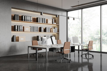 Modern office with open space design. 3D Rendering