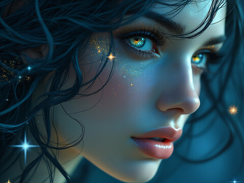 Generated portrait illustration of a beautiful woman.