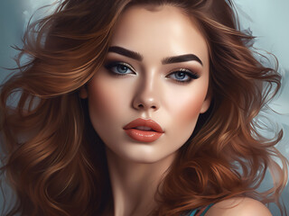 Fototapeta premium Generated portrait illustration of a beautiful woman.