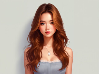 Fototapeta premium Generated portrait illustration of a beautiful woman.
