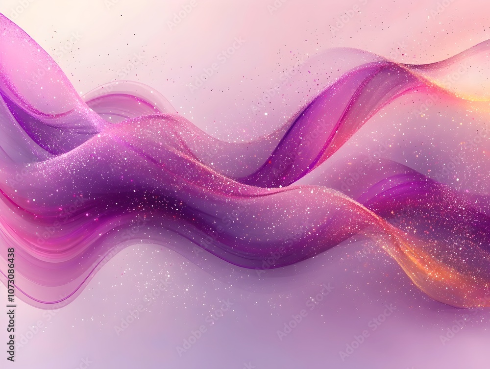 Poster an abstract digital background featuring flowing waves in shades of purple and pink, interspersed wi