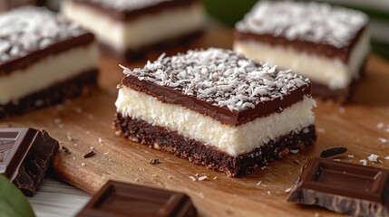 Decadent Chocolate and Coconut Cake Slice with Textured Finish