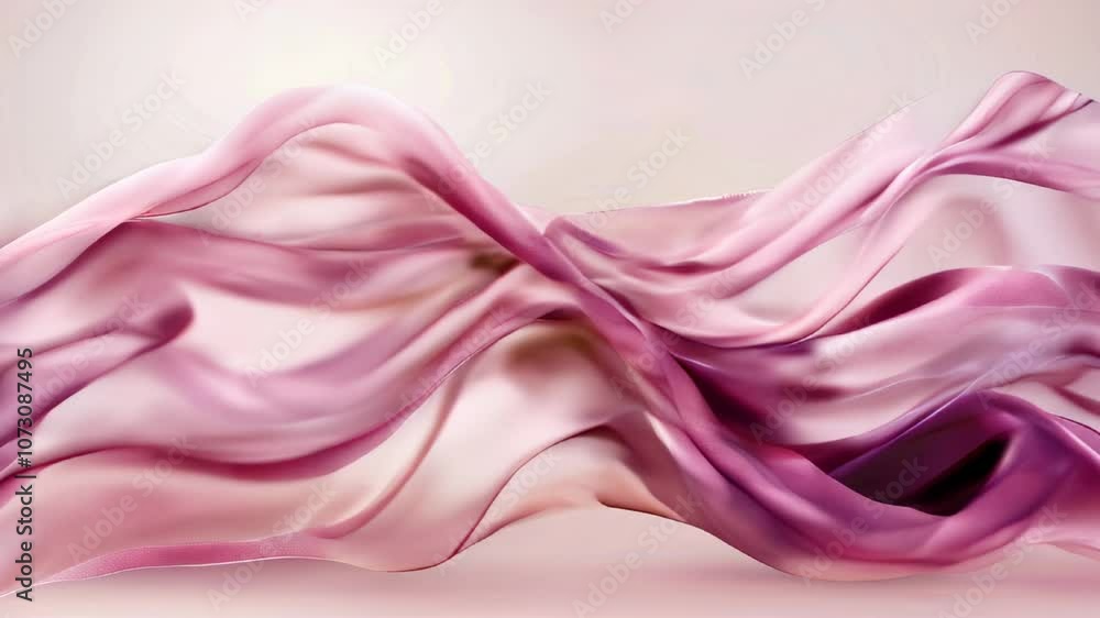 Poster soft and flowing pink silk fabric waves gracefully ripple and fold, creating an elegant and smooth t