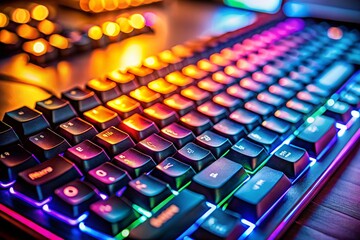Obraz premium Low Light Photography of a Close-Up Enter Key on a Keyboard with Soft Focus and Dramatic Shadows, Perfect for Technology and Digital Media Themes
