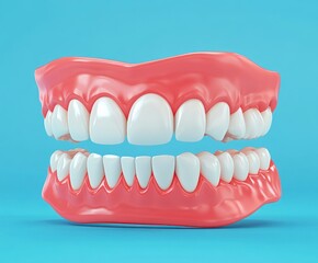 Obraz premium Realistic Red Gum and White Teeth Model