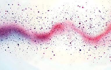 An abstract illustration featuring a flowing wave pattern, accented with colorful dots in shades of pink, purple, and blue, creating a dreamy and vibrant atmosphere.