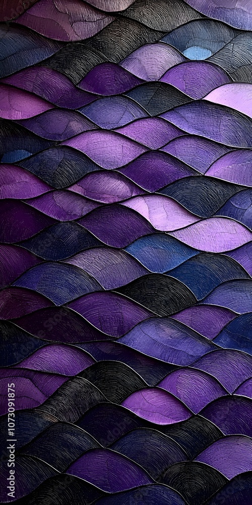 Poster abstract waves pattern in various shades of purple, creating a sense of depth and movement. the smoo
