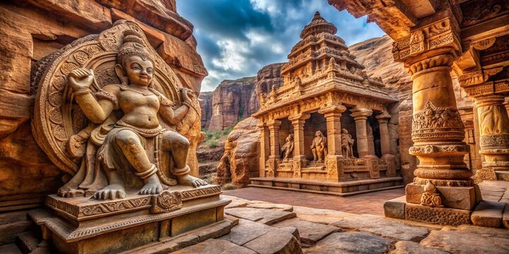 Majestic Varaha Sculpture in Badami Cave: Captivating Ancient Artistry Showcasing Rich Cultural Heritage and Architectural Marvels of India's Historical Temples and Caves