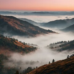 Misty Valley at Sunrise