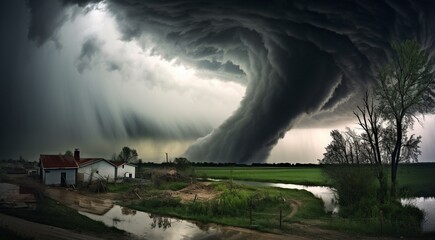 Obraz premium tornado on the ocean, power waves on the ocean