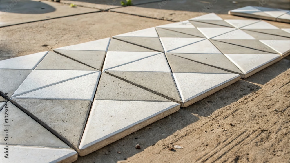 Poster minimalist geometric cement tiles showcasing simple triangular shapes in a sleek and modern design f