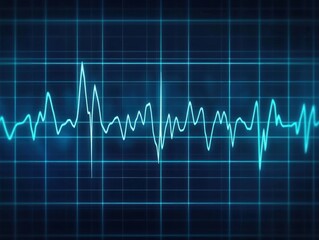 Digital Heartbeat Monitor with Blue Grid Background
