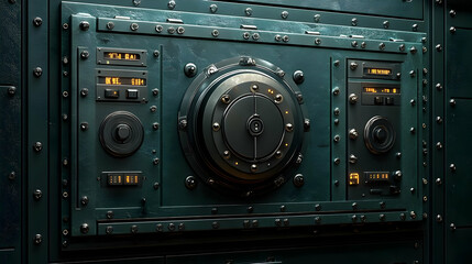 Futuristic Metal Panel with Circular Lock - 3D Illustration