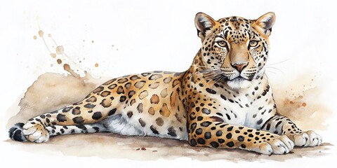 Naklejka premium Minimalist Watercolor Leopard Art: Elegant and Abstract Animal Illustration for Home Decor and Modern Interior Design, Perfect for Nature Lovers and Art Enthusiasts