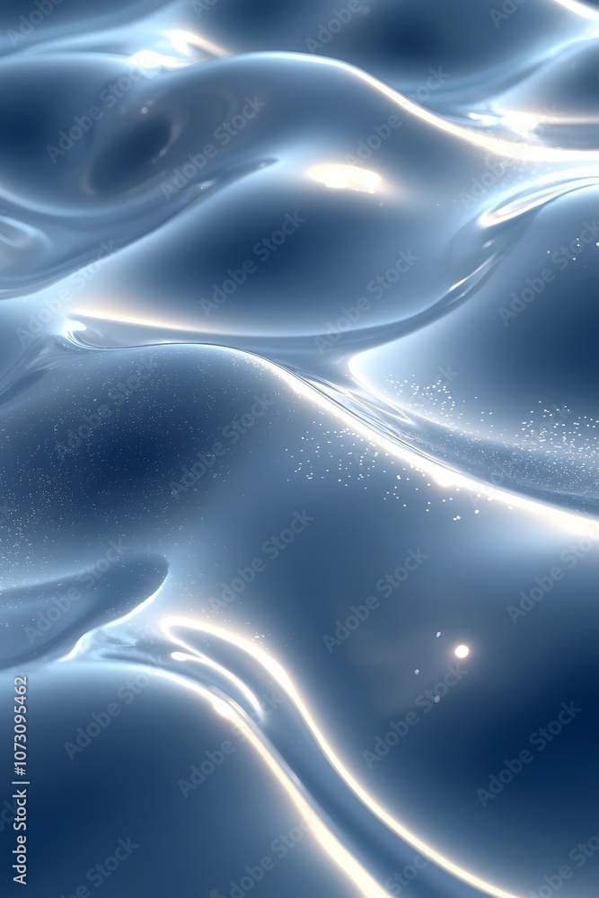 Poster a mesmerizing close-up of undulating blue liquid waves, showcasing intricate textures and a glossy f