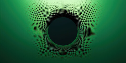 A green background with a black circle in the center