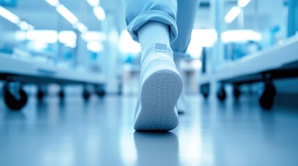 Researcher Walking in Laboratory Environment