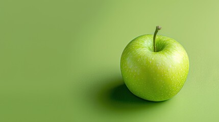 Fresh Green Apple on Vibrant Green Background