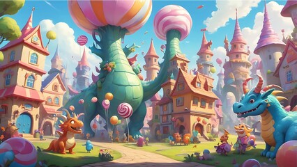 Dreamy Fantasy Village: Candy and Mushroom Houses