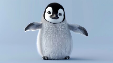 Fototapeta premium A cute, fluffy cartoon penguin.