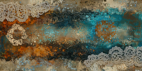 A painting of a blue and brown ocean with a lot of texture