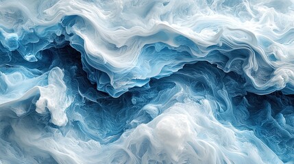 Obraz premium Serene abstract art of flowing blue and white textures. Generative AI