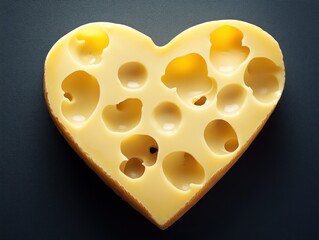 Heart-Shaped Cheese Slice on Dark Background