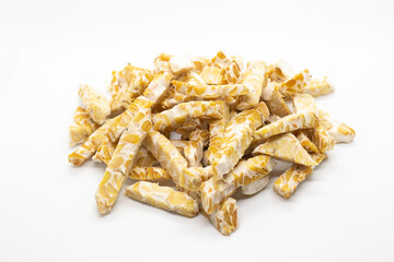 sliced ​​tempeh isolated on white background