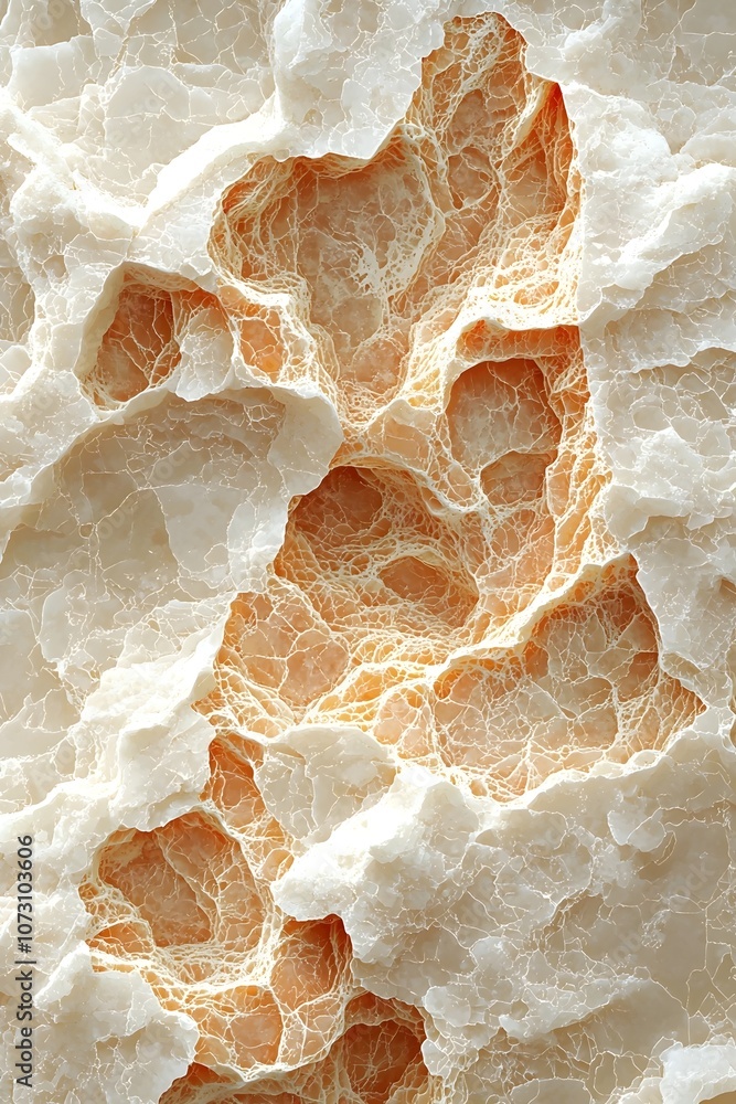 Aufkleber a stunning close-up of a natural stone surface showcasing intricate patterns in cream and warm orang