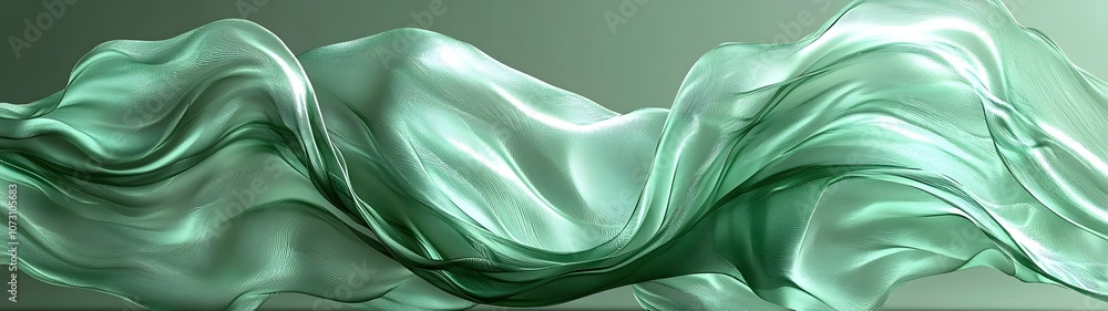 Aufkleber a soft, flowing fabric in a serene green hue, evoking a sense of calm and tranquility, with delicate