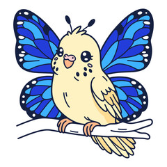 cute parrot with butterfly wings illustration