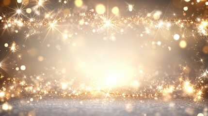 Naklejka premium A festive background filled with golden sparkles and glitter, perfect for holiday celebrations, New Year, or glamorous designs.