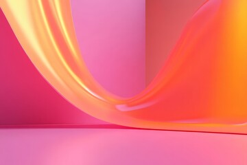 Minimalist 3d render of pink abstract shapes with gradient background in orange and dark pink