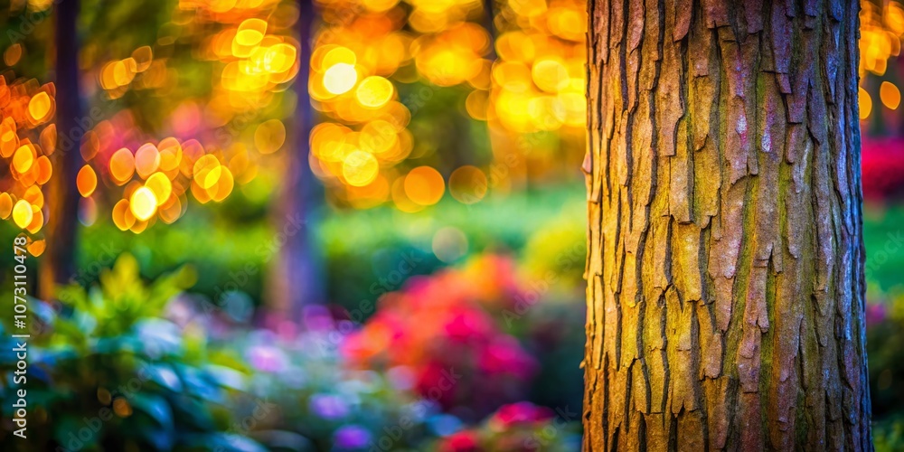 Aufkleber serene nature view of tree texture against a blurred garden background with ample copy space for nat