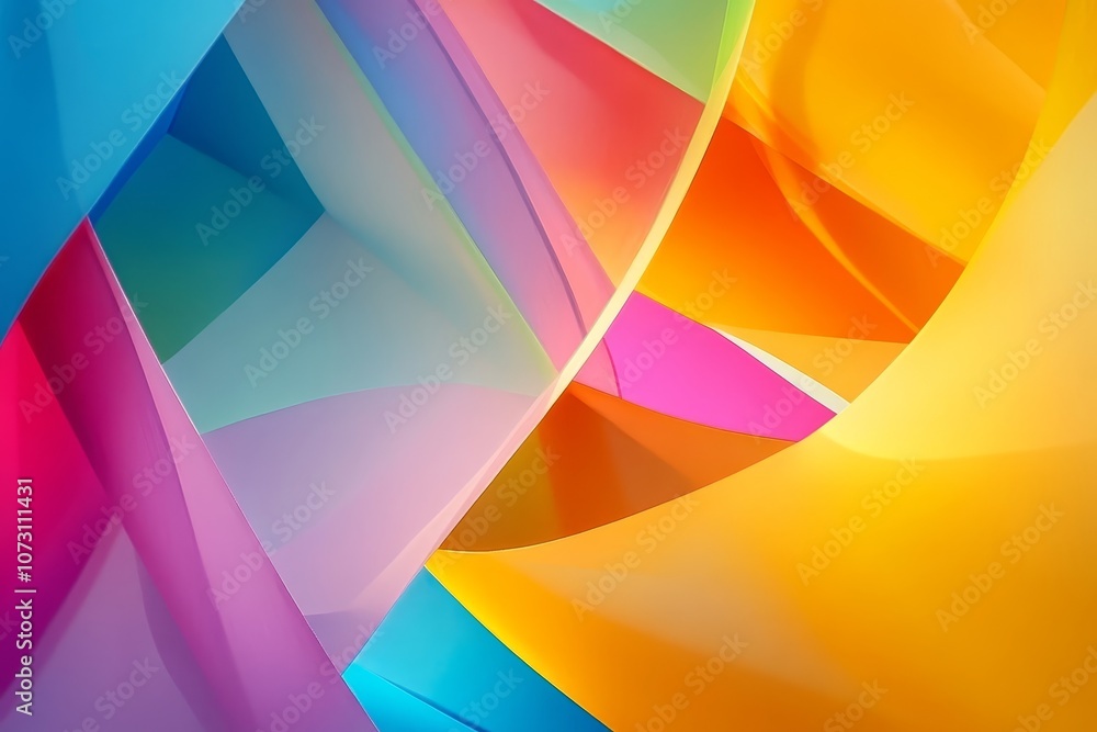 Aufkleber futuristic fusion dynamic interplay of geometric forms and vivid colors in an abstract background