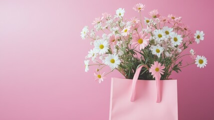 Fototapeta premium Soft Pastel Flowers in Pink Tote Bag