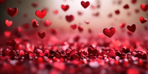 Obraz premium Floating Red Hearts in a Soft Background
