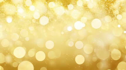 Obraz premium Golden abstract background with bokeh lights and defocused circles, ideal for festive holiday banners, Christmas or New Year greetings, or wedding celebration designs. Elegant gold light effect with a